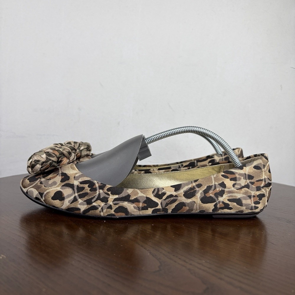 Coach Mimsy Shoes Women's 9B Tan Brown Leopard Print Loafers Ballet Flats Y2K